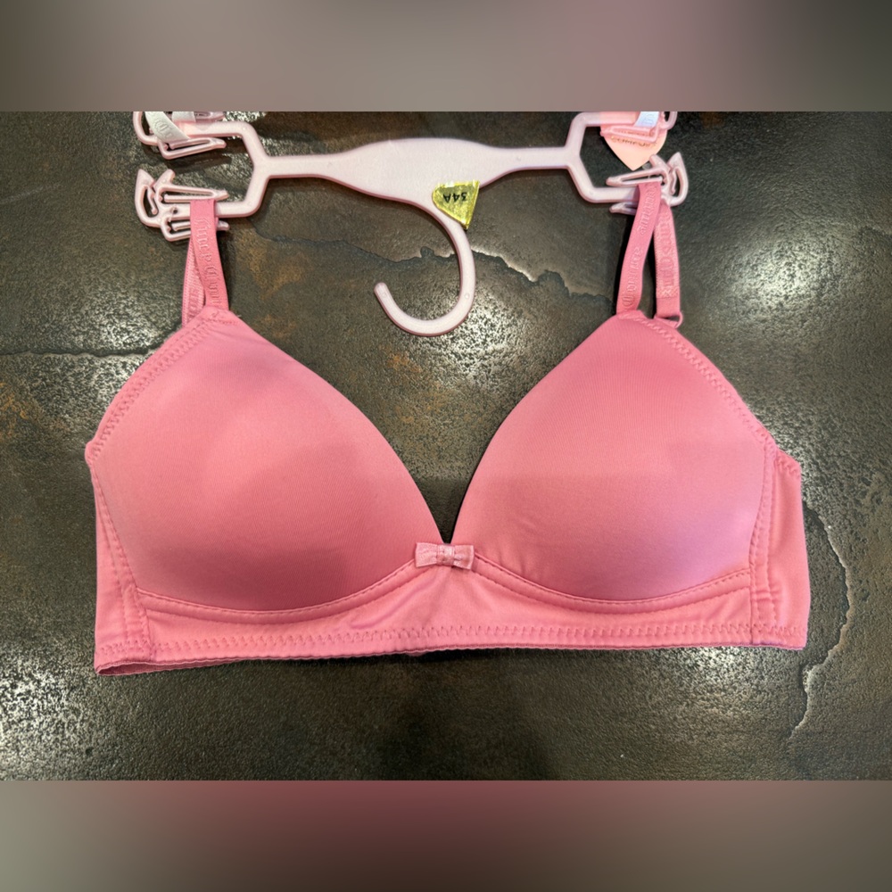 Juicy Couture NWT Girls 2Pk Pink & White Logo Scottie Print Padded Bras (I039) - Picture 5 of 6